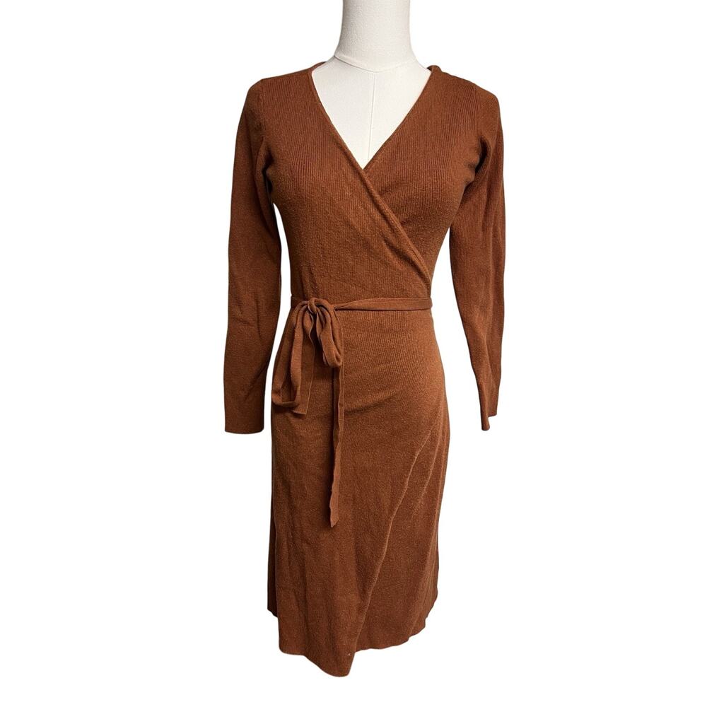 Abercrombie & Fitch Sweater Wrap Dress Size Medium Brown Office Career